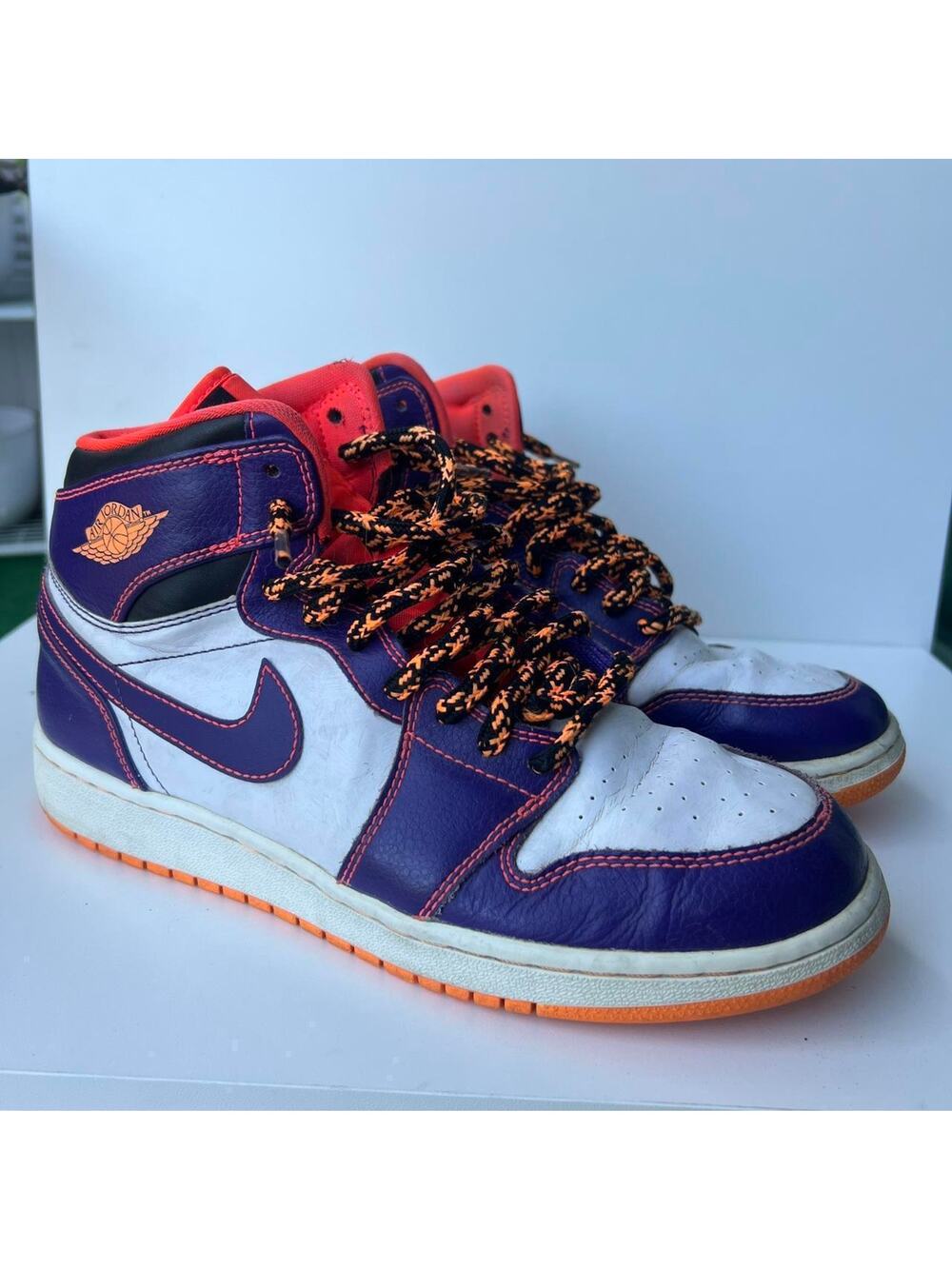 Purple orange and white jordan
